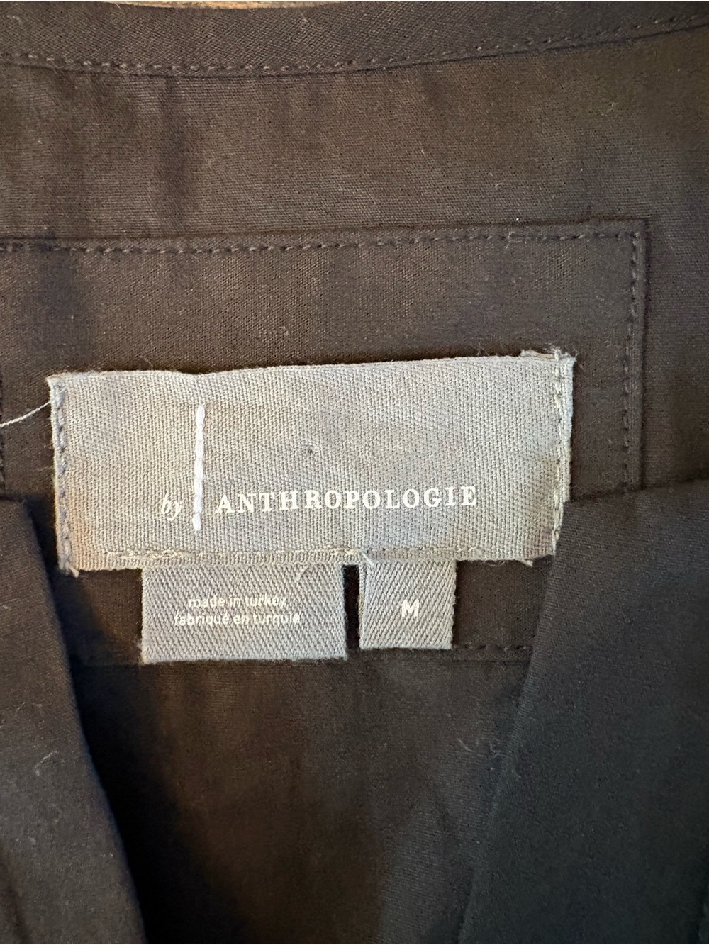 Anthropologie Somerset Mini Dress Womens Medium Black Shirred Waist V-Neck - Picture 8 of 11